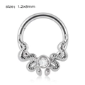 Silver stainless steel 1.2x8mm nose clicker featuring a twin snake design with crystal - NO 12 (Snake Design)