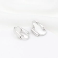 Pair of silver plated screw-back ear clip converters with smooth metallic finish - Type 5 Needle Tube Oval Converter Thick Silver