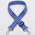 Adjustable blue and white houndstooth strap with gunmetal hardware for handbags - No. 338 Gunmetal Hook