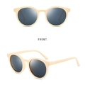 Lunettes de soleil rondes minimalistes beige thé au lait avec verres gris foncé - Monture Beige Verres Gris