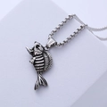 Collana a spina di pesce argento retrò con pendente a teschio in acciaio inossidabile - Ciondolo Colore Acciaio (Con Catena)