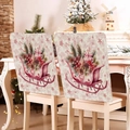 Pink Christmas chair cover with festive linen sleigh and pine cone pattern decor - Sleigh Pattern (YT02-7)