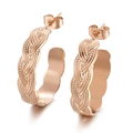 Schicke 18k Roségold plattierte Creolen mit gedrehter Textur im minimalistischen Vintage-Stil - Roségold