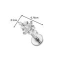 Clou d'oreille en acier argenté avec cristaux de zircon et dimensions 0,5cm et 0,76cm - Style Cluster Marquise (2610-3# Argent)