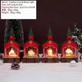 Christmas musical snow globe set in red church shape with snowman and santa interior - Red Solemn Christmas Church Style (2413)