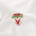 Christmas Santa Claus brooch with Merry Christmas banner on white silk background - Smiling Santa Claus