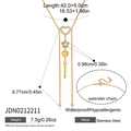 Détail du collier multi-rangs en acier inoxydable 18K avec pendentifs cœur et étoile - Collier à Franges Multicouches Étoile Coeur Flèche (JDN0212211)