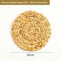 Nordische Wanddeko geflochten 35cm Runde Wandbehang aus Wasserhyazinthen Stroh - Wasserhyazinthe Deko 35cm