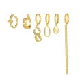 Set di orecchini a catena dorati con zirconi su uno sfondo bianco pulito e nitido - Oro (TZ00235 Oro)