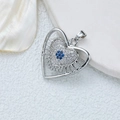 Silver evil eye heart pendant with blue crystals and white cubic zirconia settings - [D3034KN] Silver Heart Evil Eye
