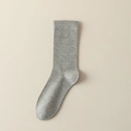 Mid-calf combed cotton socks in a soft heather grey texture for women's casual wear - One Size / Flat Light Gray