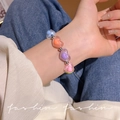 Colorful heart-shaped beaded bracelet with blue, orange, pink, and silver accent beads - Candy Color Heart Beaded Bracelet