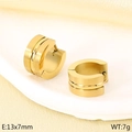 Pendientes de aro C dorados de acero inoxidable con acabado cepillado y pulido brillante - Dorado (KE112937-GC)