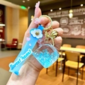 Sky blue liquid sand keychain with Sweet Heart silicone strap and blue star sequins - Blue Luminous Bubble Dice