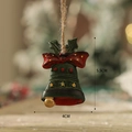 Christmas resin dark green bell ornament with red polka dot bow and stars - Bow Bell Style