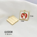 Detail of square strawberry rabbit alloy pendant showing 18x21mm size and weight specs - 4490# Strawberry Rabbit