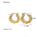 Vue détaillée des boucles d'oreilles œil plaquées or 18K avec zircon et perles - Style Rond Ondulé Serti de Diamants (YYE023264)