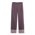 Women's pajama pants with navy geometric diamond print and contrast hem borders - XS / Single Pants (5920153491269)