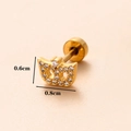 Orecchino a corona dorata con zirconi e perno in acciaio inossidabile 16G - Oro 6# (Gatto/Maschera)