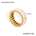 Goldener Doppelring mit rechteckigen Zirkonia-Steinen und polierter Oberfläche, 0,8cm breit - US 6 / Pavé-Ring / Gold