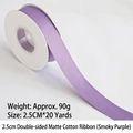 2.5cm smoky purple matte cotton ribbon roll for gift wrapping and flower bouquets - Double-sided Matte Cotton / 2.5cm Wide * 20 Yards / Smoky Purple