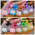 Lot de porte-clés chat en acrylique avec cloches colorées disponibles en dix couleurs vives - Style Fermoir Mousqueton / Style de renard à perles lumineuses (Mélange aléatoire)