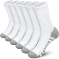 Detailed view of six pairs of white and grey athletic crew socks in soft knit fabric - Free Size 39-47 / Striped Sole White
