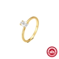 Minimalist S925 sterling silver ring featuring a pear-shaped cubic zirconia in 18K gold - Gold Pear Shaped Main Stone