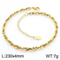 Adjustable golden stainless steel heart anklet, fancy link chain with lobster clasp - Gold Fancy Link (KJ3765-Z)