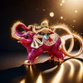 Crystal elephant keychain with purple enamel and gemstones for luxury bags and cars - Single OPP Bag Packaging / Lucky Elephant Purple
