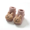 Calzini rosa per neonati con fodera spessa e mascotte di coniglietto di peluche 3D - Coniglio Rosa