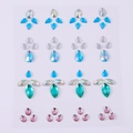 Face gem stickers with teardrop and marquise rhinestones in blue and pink for makeup - MX-04