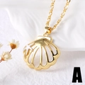 Elegant gold shell and starfish pendant necklace for women on a textured white background - Style A / Gold Hollow Shell + White Starfish