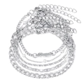 Silver multi-layer chain bracelet set with Angel pendant and pearls for women - Style 14-Silver 5Pcs Angel Letter Pearl