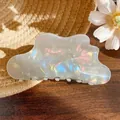 Cloud-shaped iridescent shark hair claw clip with colorful pearlescent finish - Cloud 10.5cm / Iridescent Grey