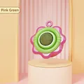 Pink and green catnip ball toy with rotating flower frame for indoor cats to lick - Pink and Green