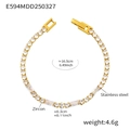 Elegant gold-plated stainless steel tennis bracelet with sparkling zircon stones - White