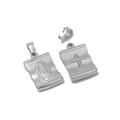Juego de colgantes vintage de acero inoxidable con cruz y virgen plata - Acero inoxidable / Plata Guadalupe