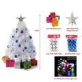 60cm white mini Christmas tree set with blue silver ornaments and LED lights - 60cm White Tree With Ornaments Colorful Battery LED