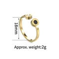 Verstellbarer goldener Edelstahlring mit Zirkon und Scheibe mit römischen Ziffern - Römische Ziffern Strass-Scheibe Offener Ring (S-R656-02)