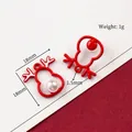 Pair of red elk alloy pendants for DIY necklaces with pearls and red bead accents - 6# Hollow Red Reindeer