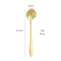 Golden stainless steel spoon with rose flower head design, 12.5cm long dessert spoon - Gold Rose