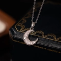 Star and moon pendant necklace with white zircons on a delicate silver chain - Steel Color Moon Zircon Necklace