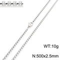 Silver stainless steel box chain necklace for men and women, 500x2.5mm length with 10g weight - Silver 2.5mm x 500mm (KN230400-Z)