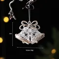Christmas glitter acrylic double bell ornament with bow and gold sparkles for holiday decor - Bell