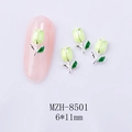 Detalle de dijes de tulipán verde para uñas de 6x11mm con aleación de plata en gris - Tulipán Verde Claro Base de Plata (8501)