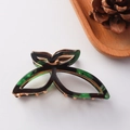 Elegant fishtail hair claw clip in tortoiseshell green with golden metal finish - Emerald Green