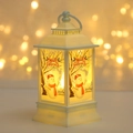 Close-up of white Christmas lantern with snowman print and warm LED candle light - Snowman / White