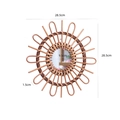 Nordic sunburst rattan wall mirror, handcrafted decorative piece in 28.5cm natural style - Diameter 28.5cm / Red Brown