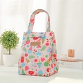 Pink insulated lunch bag with colorful ice cream patterns and handle for daily commuters - Cool Summer